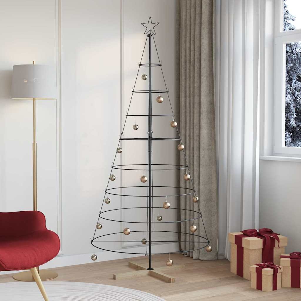 VidaXL Kerst Cone Boom met standaard Zwart 210 cm Staal