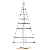 VidaXL Kerst Cone Boom met standaard Zwart 210 cm Staal