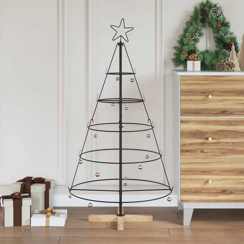 VidaXL Kerst Cone Boom met standaard Zwart 125 cm Staal