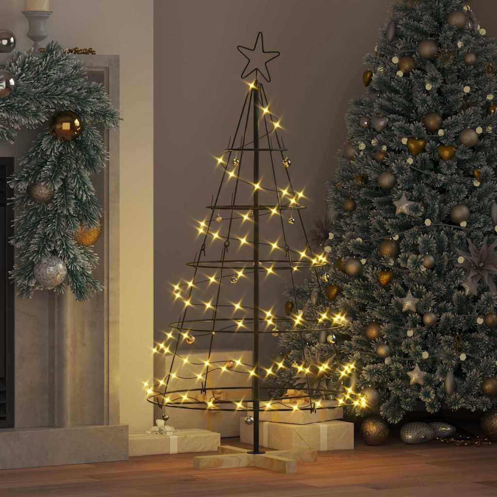 VidaXL Kerst Cone Boom met standaard Zwart 125 cm Staal