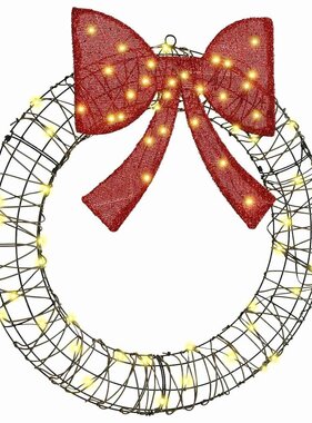 VidaXL Krans met 60 LED Warmwit 75 cm Rattan