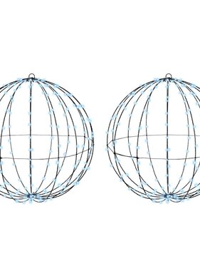 VidaXL Bal met 384 LED 2 pcs Koudwit 60 cm Metaal