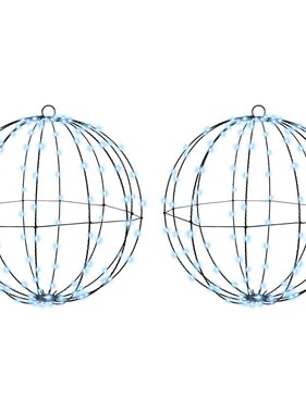 VidaXL Bal met 320 LED 2 pcs Koudwit 50 cm Metaal