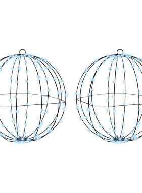 VidaXL Bal met 192 LED 2 pcs Koudwit 40 cm Metaal