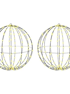 VidaXL Bal met 384 LED 2 pcs Warmwit 60 cm Metaal