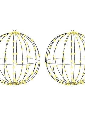VidaXL Bal met 320 LED 2 pcs Warmwit 50 cm Metaal