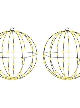 VidaXL Bal met 192 LED 2 pcs Warmwit 40 cm Metaal