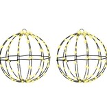 VidaXL Bal met 192 LED 2 pcs Warmwit 30 cm Metaal