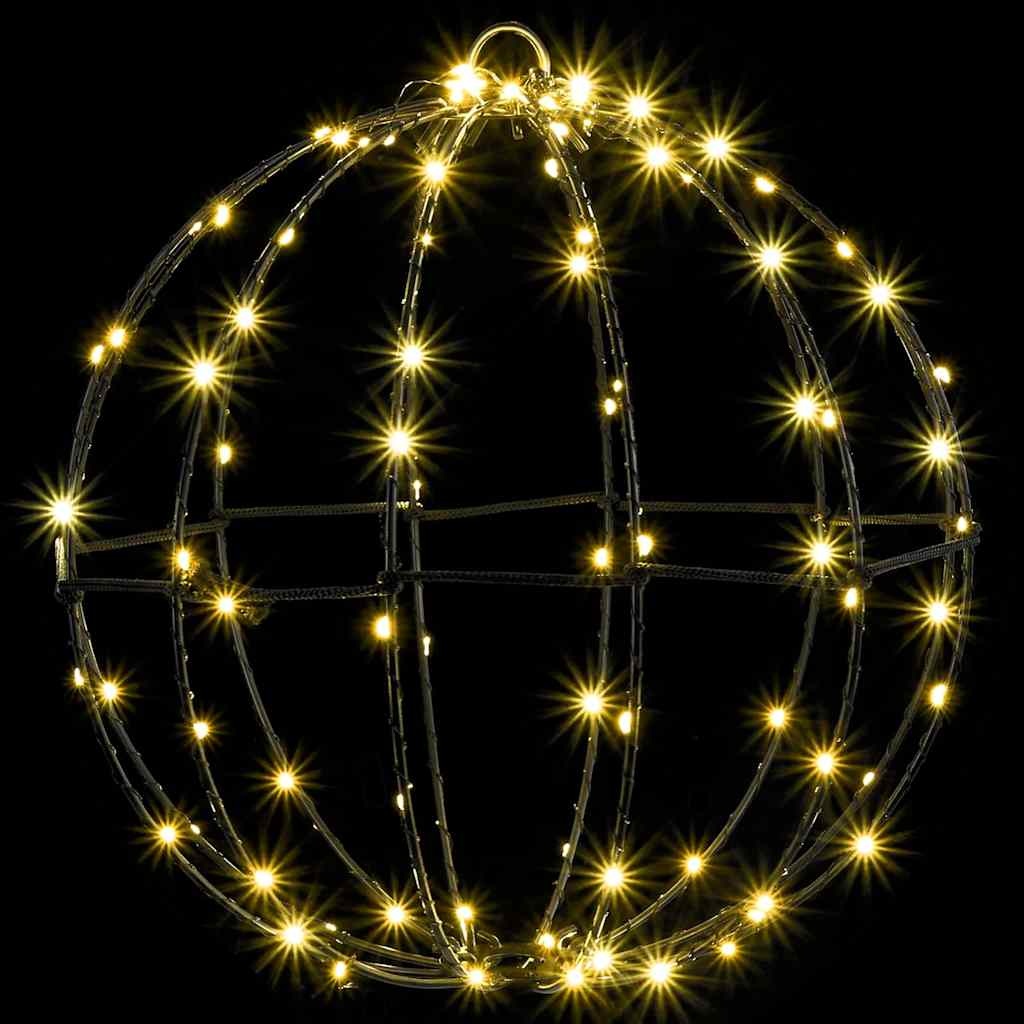 VidaXL Bal met 192 LED 2 pcs Warmwit 30 cm Metaal