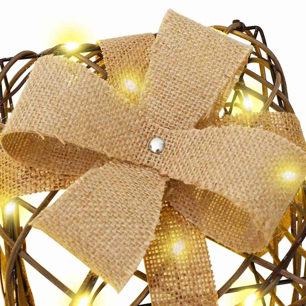 VidaXL Cadeau Doos met 60 LED 3 pcs Warmwit 20 x 20 x 20 cm Rattan