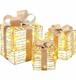 VidaXL Cadeau Doos met 60 LED 3 pcs Warmwit 20 x 20 x 20 cm PET
