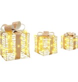 VidaXL Cadeau Doos met 60 LED 3 pcs Warmwit 20 x 20 x 20 cm PET