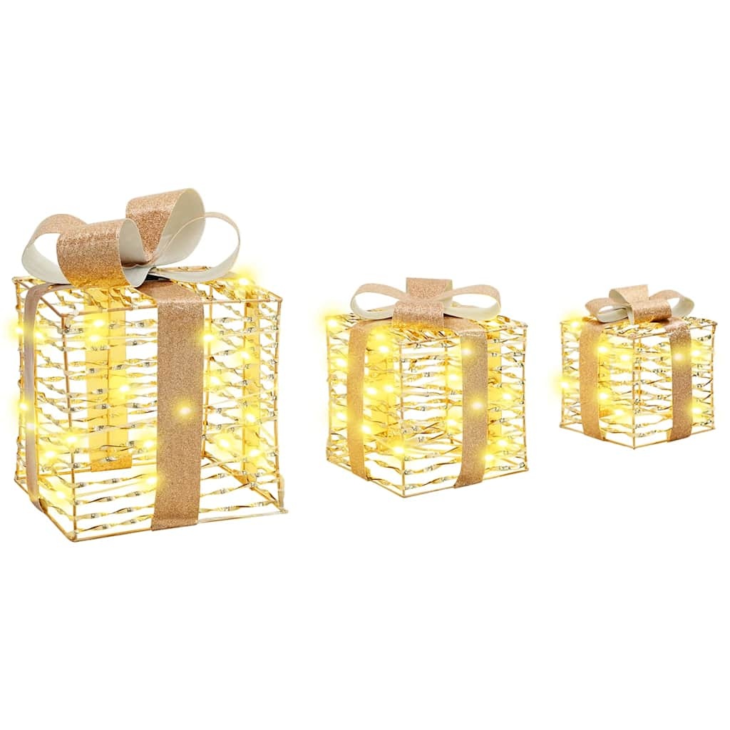 VidaXL Cadeau Doos met 60 LED 3 pcs Warmwit 20 x 20 x 20 cm PET