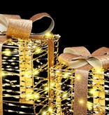 VidaXL Cadeau Doos met 60 LED 3 pcs Warmwit 20 x 20 x 20 cm PET