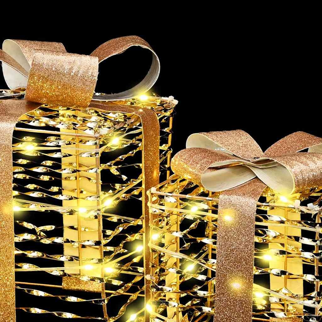 VidaXL Cadeau Doos met 60 LED 3 pcs Warmwit 20 x 20 x 20 cm PET