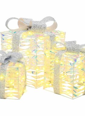 VidaXL Cadeau Doos met 60 LED 3 pcs Warmwit 20 x 20 x 20 cm PET