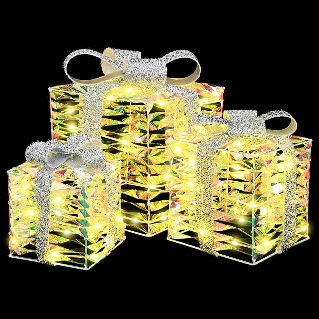 VidaXL Cadeau Doos met 60 LED 3 pcs Warmwit 20 x 20 x 20 cm PET