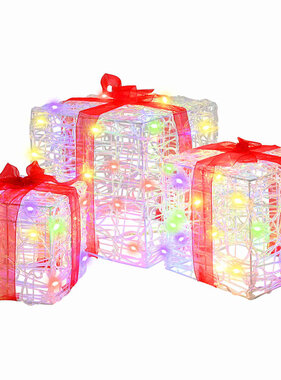 VidaXL Cadeau Doos met 60 LED 3 pcs Multikleur 20 x 20 x 20 cm Acryl
