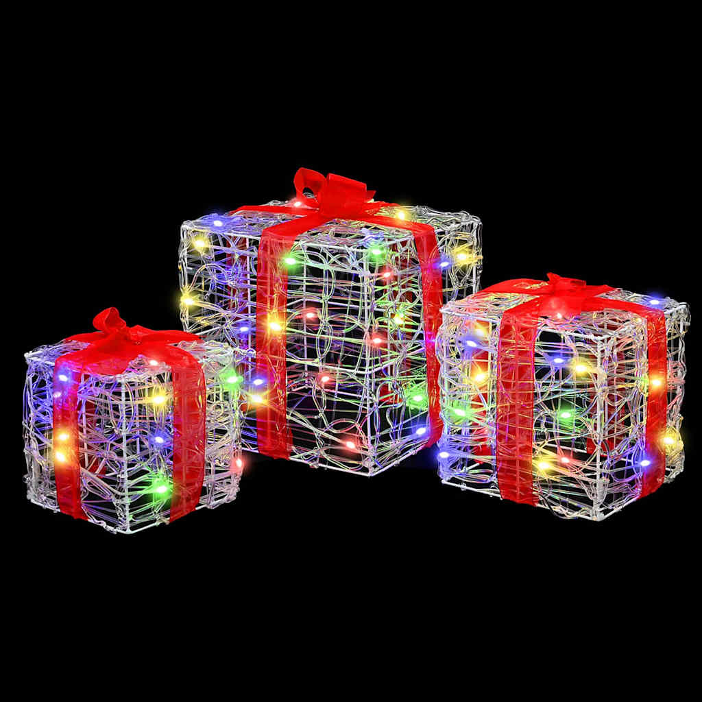 VidaXL Cadeau Doos met 60 LED 3 pcs Multikleur 20 x 20 x 20 cm Acryl