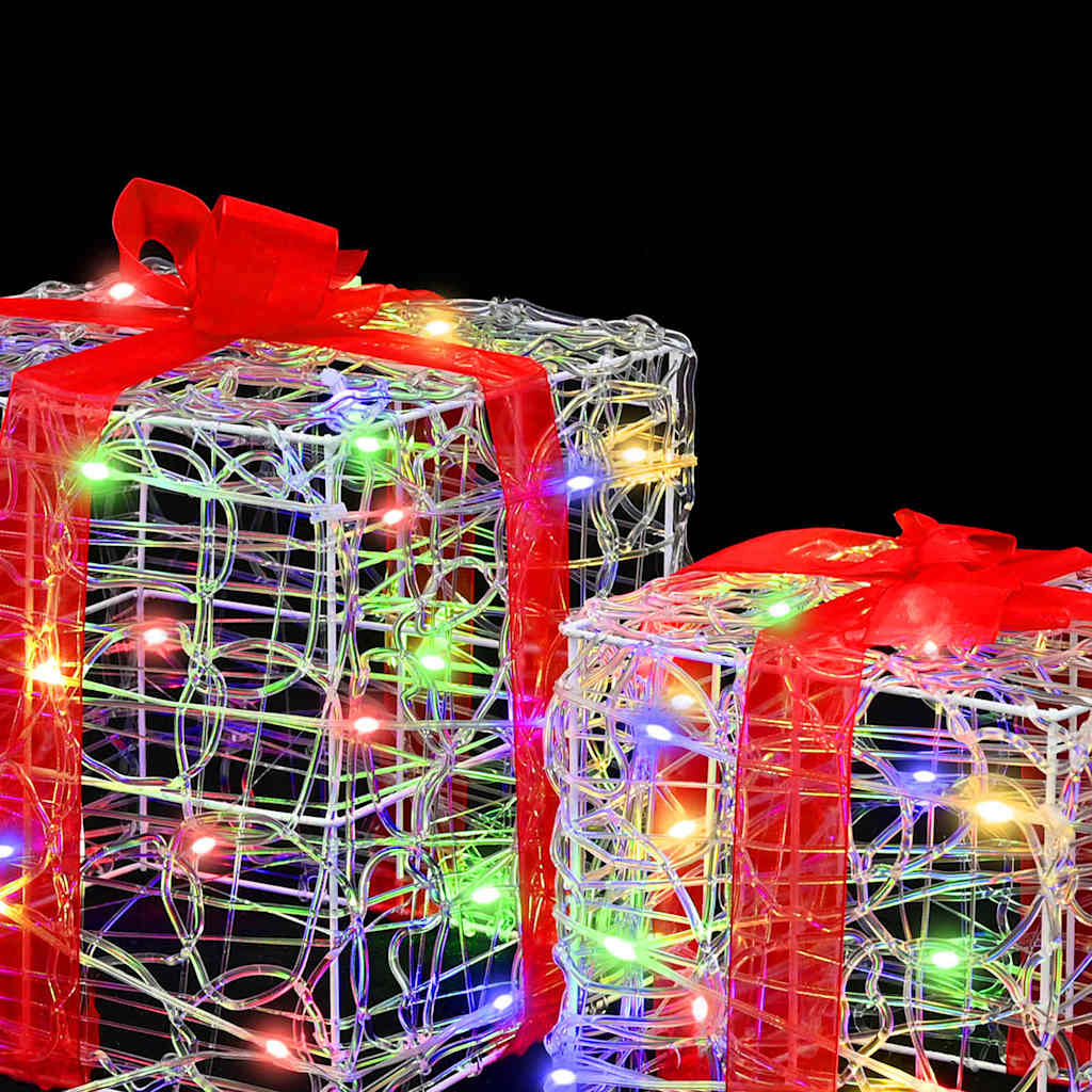VidaXL Cadeau Doos met 60 LED 3 pcs Multikleur 20 x 20 x 20 cm Acryl