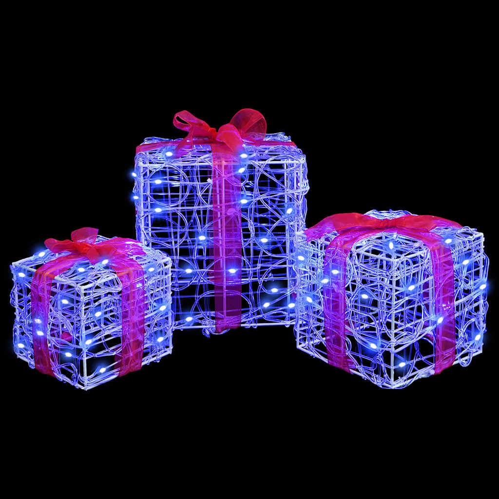 VidaXL Cadeau Doos met 60 LED 3 pcs Blauw 20 x 20 x 20 cm Acryl