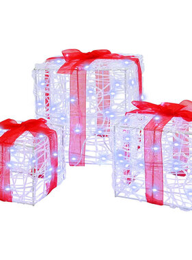 VidaXL Cadeau Doos met 60 LED 3 pcs Koudwit 20 x 20 x 20 cm Acryl
