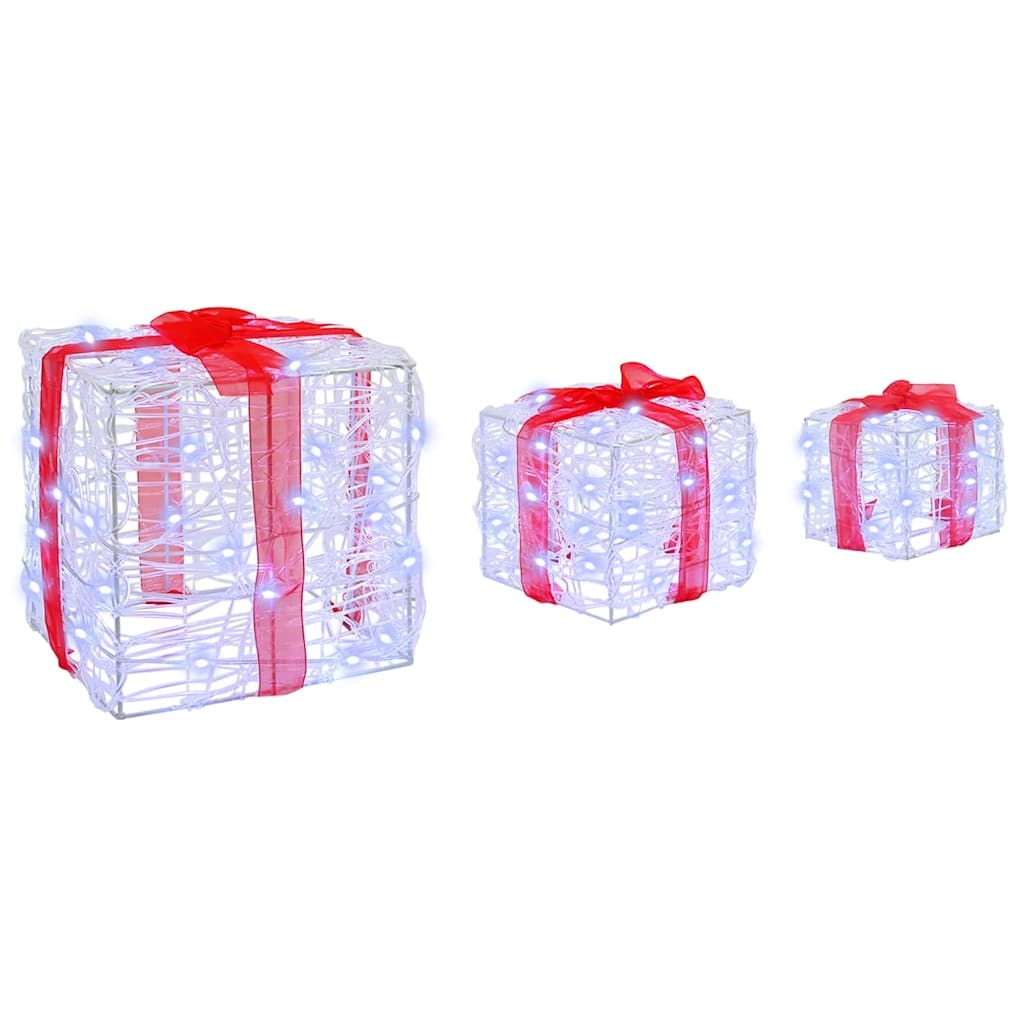 VidaXL Cadeau Doos met 60 LED 3 pcs Koudwit 20 x 20 x 20 cm Acryl