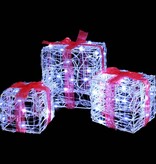 VidaXL Cadeau Doos met 60 LED 3 pcs Koudwit 20 x 20 x 20 cm Acryl