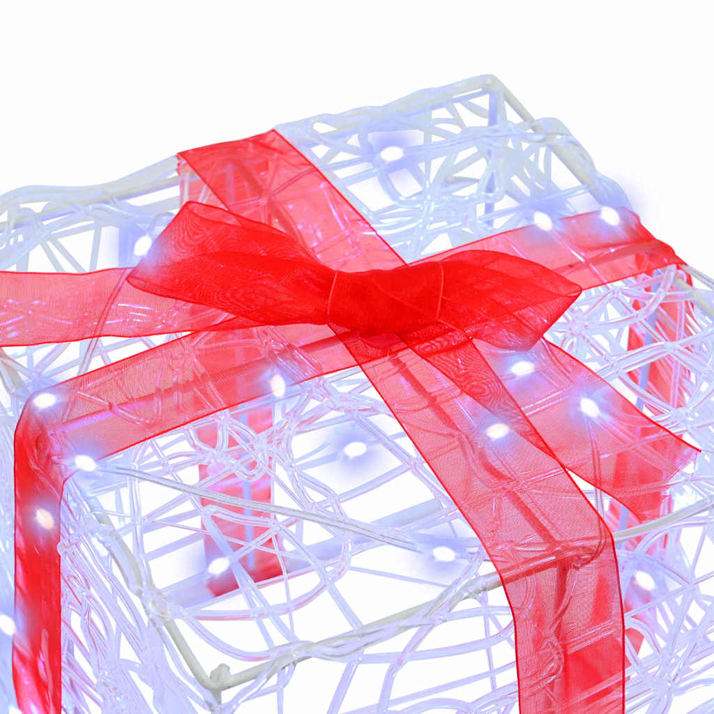 VidaXL Cadeau Doos met 60 LED 3 pcs Koudwit 20 x 20 x 20 cm Acryl