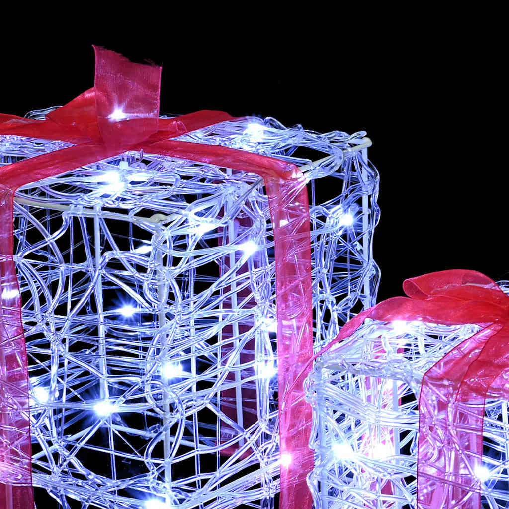 VidaXL Cadeau Doos met 60 LED 3 pcs Koudwit 20 x 20 x 20 cm Acryl