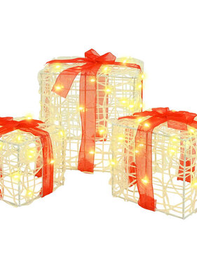 VidaXL Cadeau Doos met 60 LED 3 pcs Warmwit 20 x 20 x 20 cm Acryl