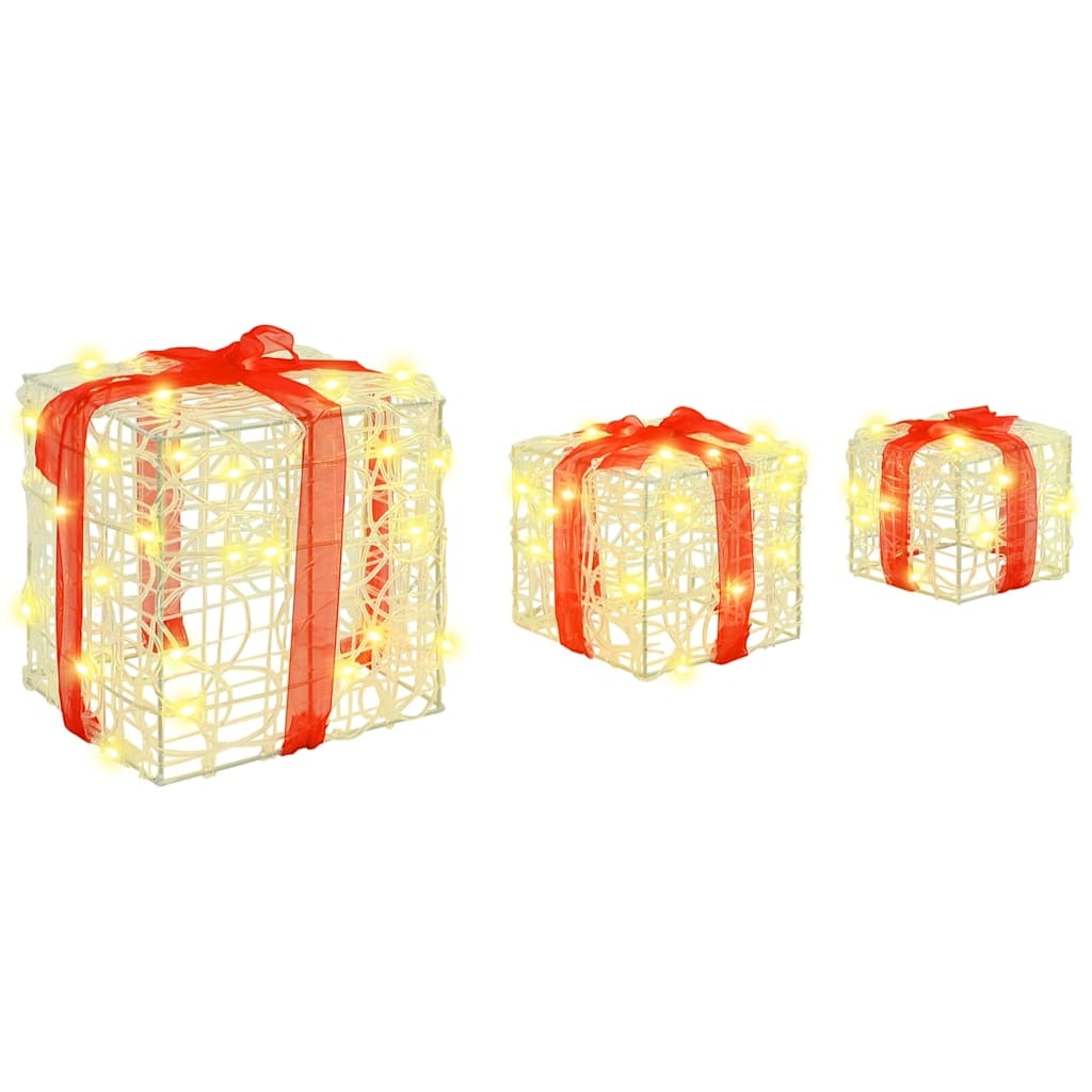VidaXL Cadeau Doos met 60 LED 3 pcs Warmwit 20 x 20 x 20 cm Acryl