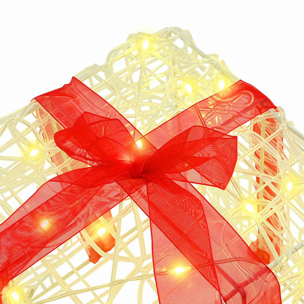 VidaXL Cadeau Doos met 60 LED 3 pcs Warmwit 20 x 20 x 20 cm Acryl