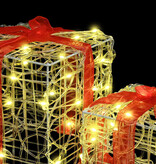 VidaXL Cadeau Doos met 60 LED 3 pcs Warmwit 20 x 20 x 20 cm Acryl