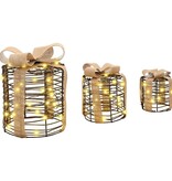 VidaXL Cadeau Doos Decoratie 3 pcs Warmwit 20 x 20 x 20 cm Rattan