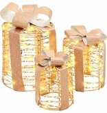 VidaXL Cadeau Doos Decoratie 3 pcs Warmwit 20 x 20 x 20 cm PET