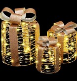 VidaXL Cadeau Doos Decoratie 3 pcs Warmwit 20 x 20 x 20 cm PET