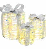 VidaXL Cadeau Doos Decoratie 3 pcs Warmwit 20 x 20 x 20 cm PET