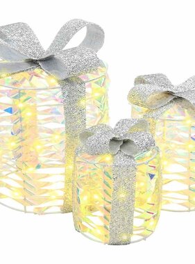 VidaXL Cadeau Doos Decoratie 3 pcs Warmwit 20 x 20 x 20 cm PET