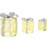 VidaXL Cadeau Doos Decoratie 3 pcs Warmwit 20 x 20 x 20 cm PET