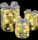 VidaXL Cadeau Doos Decoratie 3 pcs Warmwit 20 x 20 x 20 cm PET