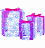 VidaXL Decoratie voor Geschenkdoos 3 pcs Blauw 20 x 20 x 21 cm Acryl