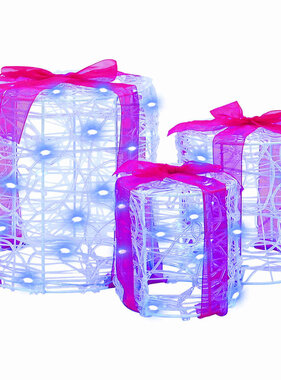 VidaXL Decoratie voor Geschenkdoos 3 pcs Blauw 20 x 20 x 21 cm Acryl