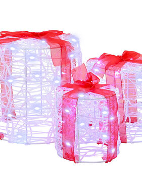VidaXL Decoratie voor Geschenkdoos 3 pcs Koudwit 20 x 20 x 21 cm Acryl