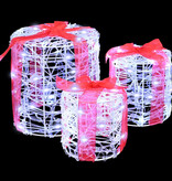 VidaXL Decoratie voor Geschenkdoos 3 pcs Koudwit 20 x 20 x 21 cm Acryl