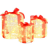VidaXL Decoratie voor Geschenkdoos 3 pcs Warmwit 20 x 20 x 21 cm Acryl