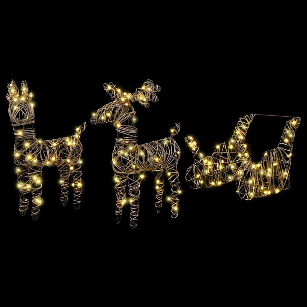 VidaXL Rendier trek slede Warmwit 52.5 x 28 x 32.5 cm Rattan