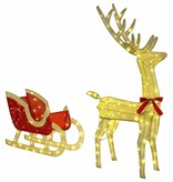 VidaXL Rendier trek slede met 200 LED Warmwit 70 x 26 x 128,5 cm Stof