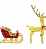 VidaXL Rendier trek slede met 200 LED Warmwit 70 x 26 x 128,5 cm Stof