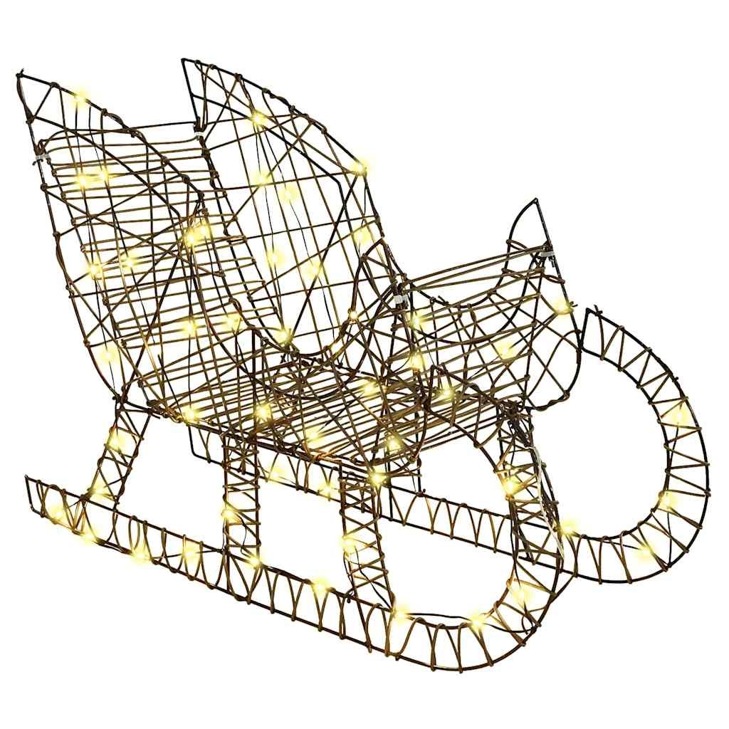 VidaXL Rendier trek slede Warmwit 70 x 26 x 128,5 cm Rattan